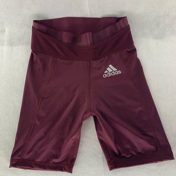 Adidas Womens Bike Training Shorts Techfit Burgundy Size S - Picture 1 of 7